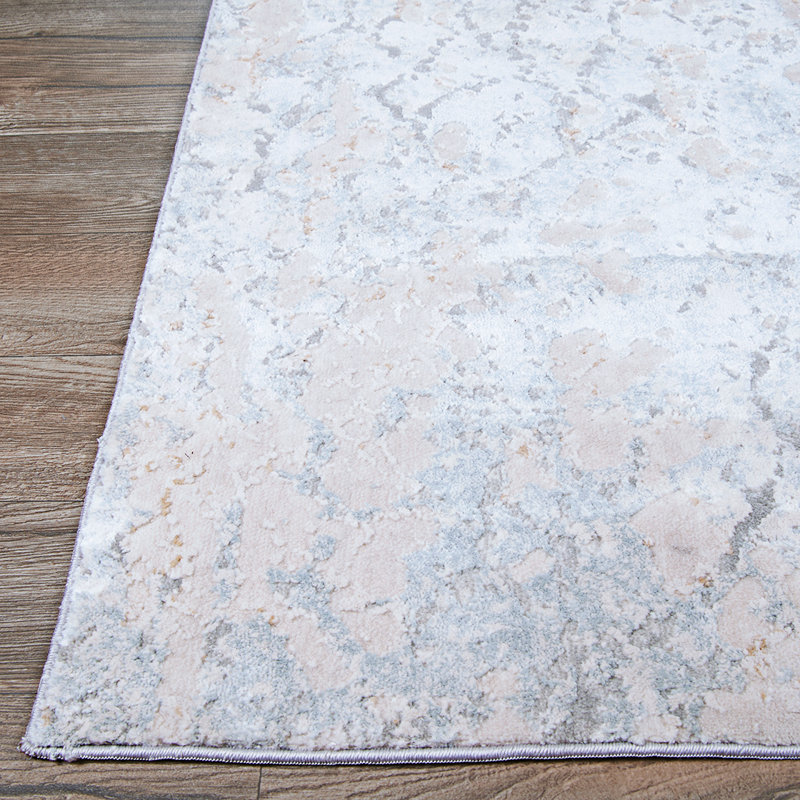 Tapis abstrait gris clair Jahiem, Tapis de couloir 2 pi 2 po x 7 pi 7 po