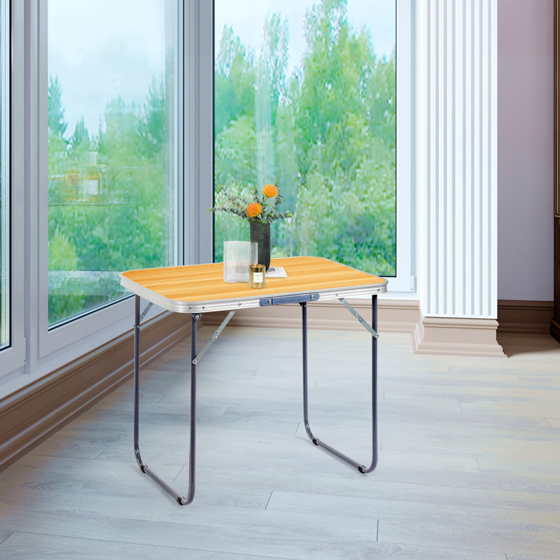 2.3Ft. Brown Rectangular  Patio Folding Table Aluminum, Brown