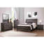 Contemporary Grey Queen Size Bed, Horizontal Lines Design, Gently Sloped Headboard, Bracket Feet, Wood Construction For Bedroom, Assembly Needed Bed In Finish, Lines, Required