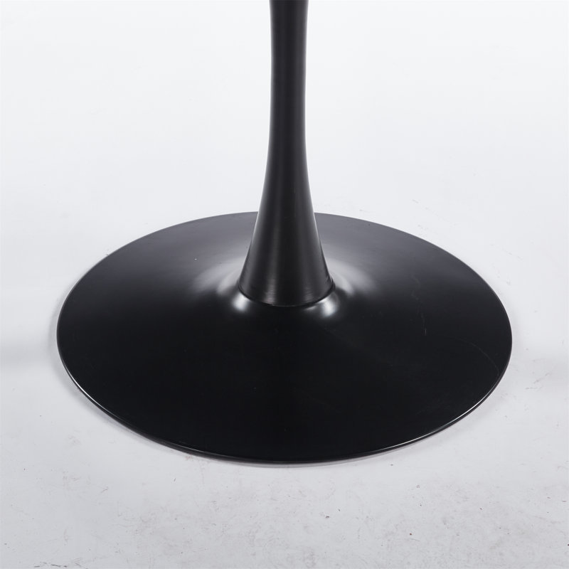 Table tulipe de 42,1 po de couleur noire, table de salle à manger de style Mid-Century pour 4 à 6 personnes - plateau de table rond en panneau de fibres à densité moyenne, table de salle à manger à piédestal, table de bout et table basse de loisir