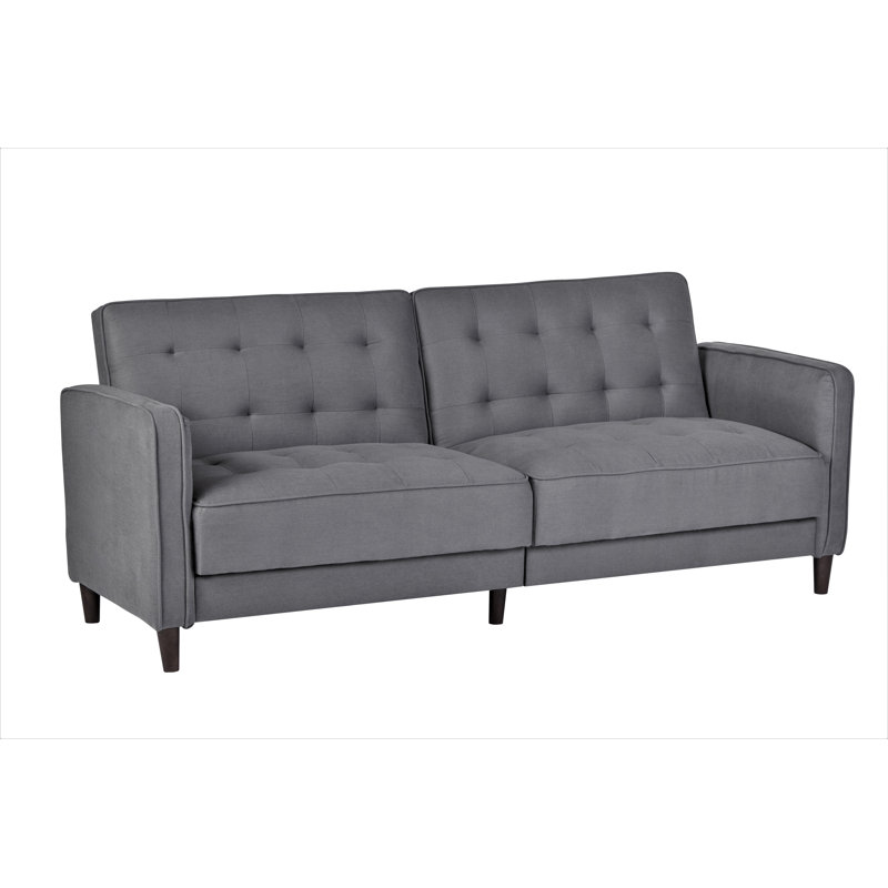 Aliscia Upholstered 81'' Sleeper Sofa, Dark Gray 100% Linen, Tufted 100% Linen