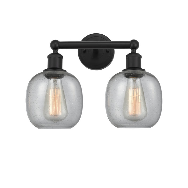 Éclairage pour meuble-lavabo à 2 lumières 15 pouces Carlucci, Granuleux, Noir mat