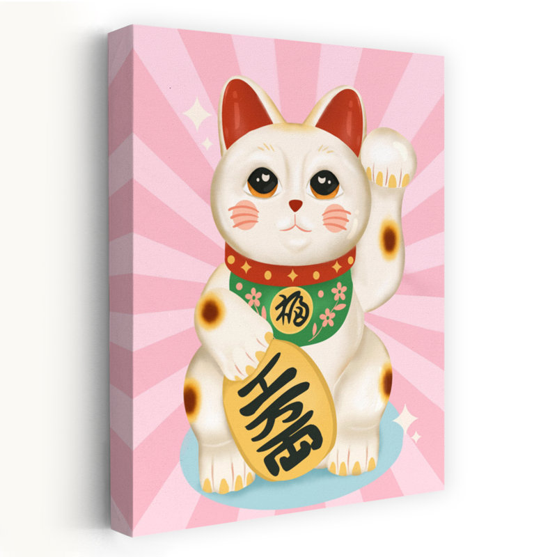 Art mural Maneki Neko, H 36 po x l 24 po