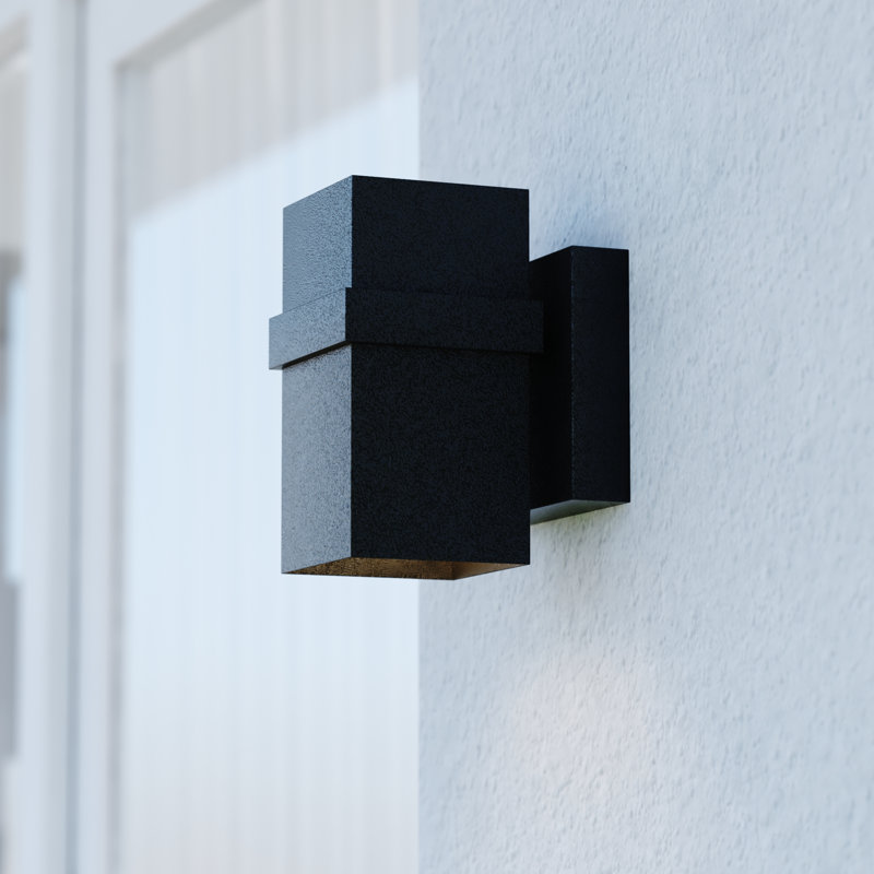 Bosede 7 in. H 1-Light Textured Black Outdoor Wall Sconce made of Rust-Resistant Aluminum Metal Shade, LED Compatible, Dark Sky Compliant, Use for Exterior Porch Patio Front Door or Garage