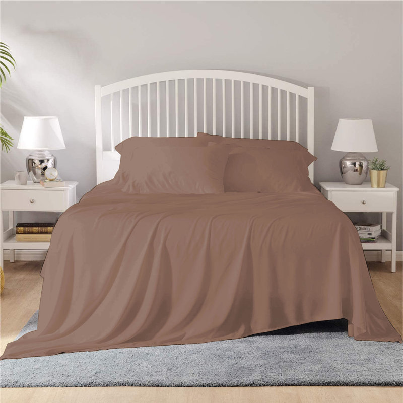 Bamboo Sheet Set, King Sheet Set + 1 Fitted Sheet + 4 Pillowcases, Dark Khaki