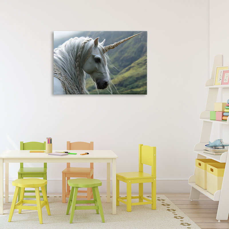 Toile à crinière tressée Celtic Unicorn, design par The Wands Want, H 20 po x l 30 po