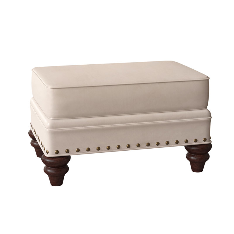 Carrado Leather Ottoman, Rio Mineral Genuine Leather, Mahogany, #54 French Natural