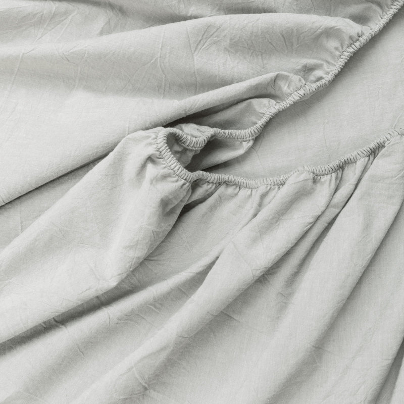 Drap-housse Bestouch 100% coton lin lavé, Drap-housse grand, Gris gouttelette nordique