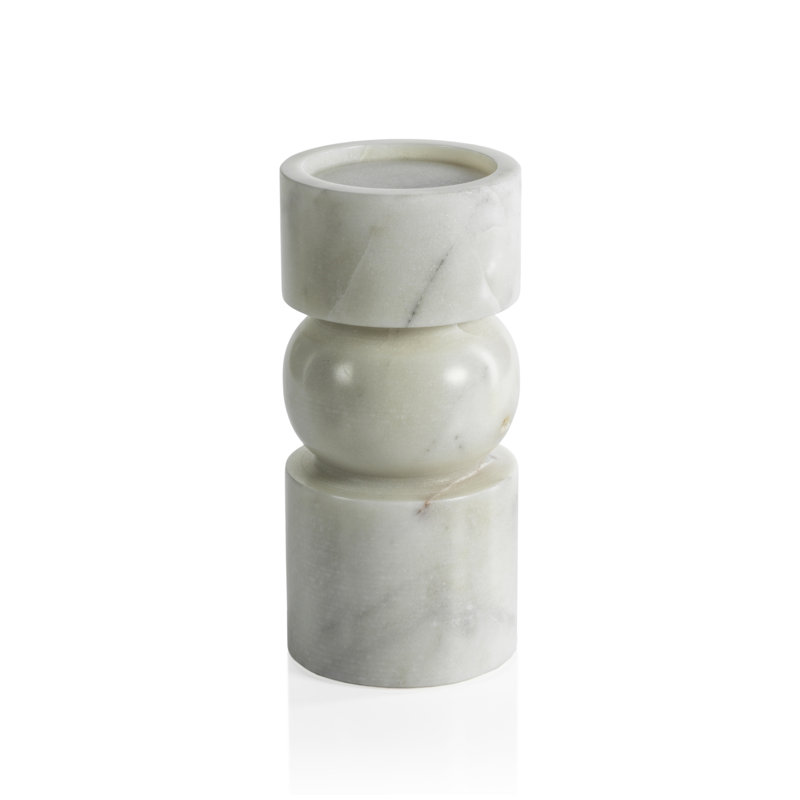 Keaton 2 Piece Marble Tabletop Pillar Set, 8" H x 3.75" W x 3.75" D