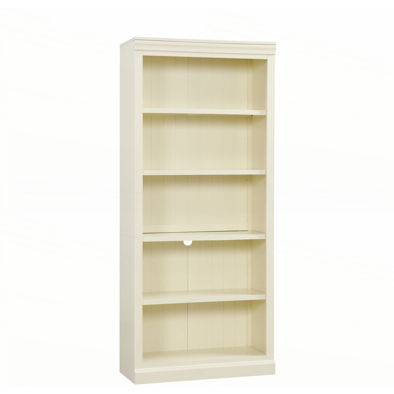 Bibliothèque de 83,4 po de hauteur à 5 niveaux avec bande lumineuse et tablettes réglables, Blanc