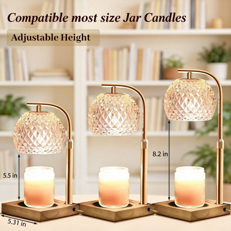 Candle Warmer Lamp with Timer, Dimmable Electric Candles Warmer Adjustable Height,(Clear), Clear