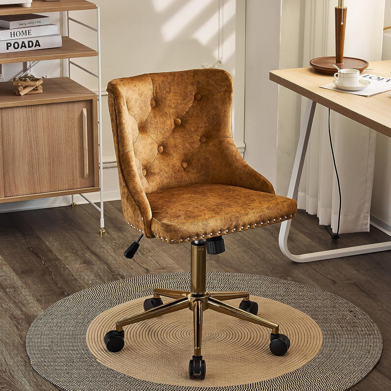 Matthias Task Chair Office Chairs Makeup chair, Gold, Brown