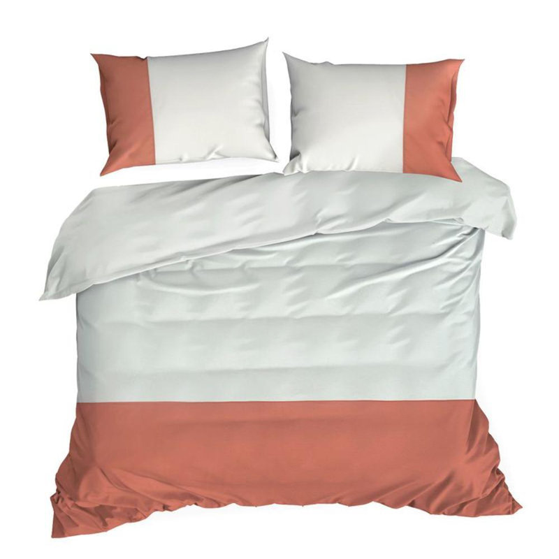 Gordianeer Cotton No Pattern Duvet Cover with Pillowcases Included, Single - 1 Pillowcase (70 x 80 cm), White/Powder