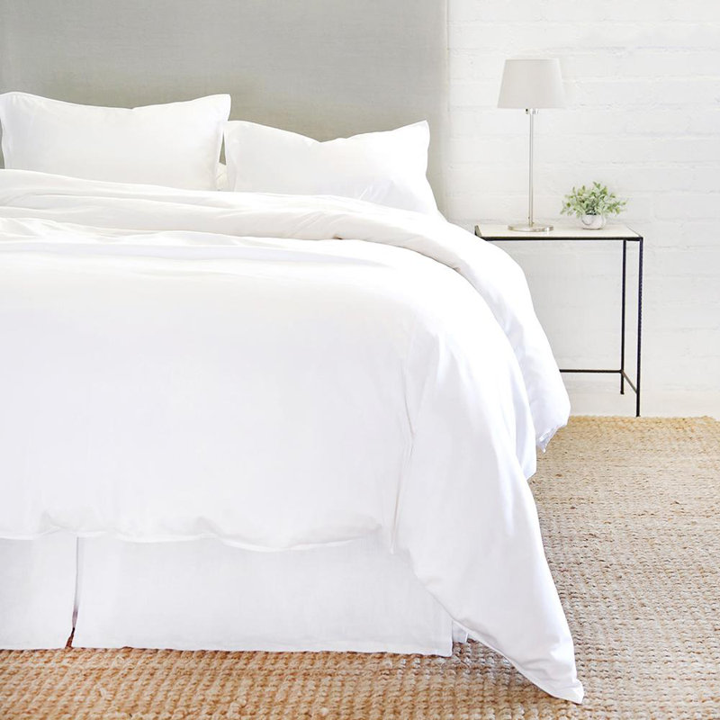 Parker Duvet Cover Set, Rayon from Bamboo, White, King Duvet Cover + 2 King Shams