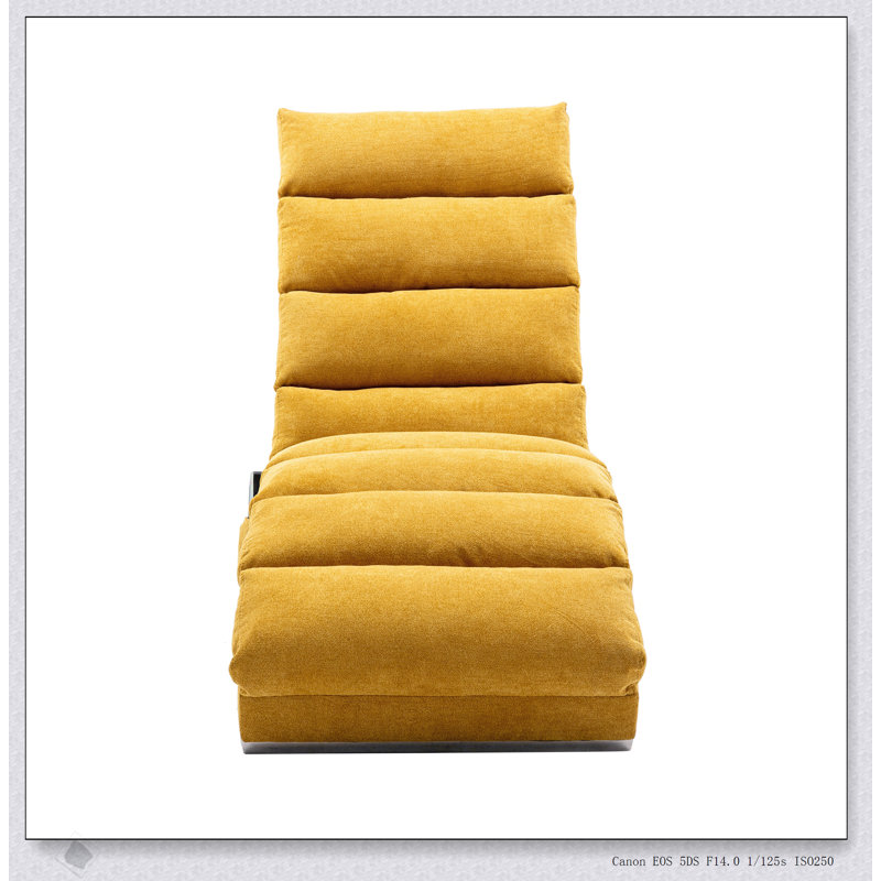 Élégante chaise longue en lin avec dossier ergonomique à 140 °, pour la détente au bureau ou dans le salon, Moutarde