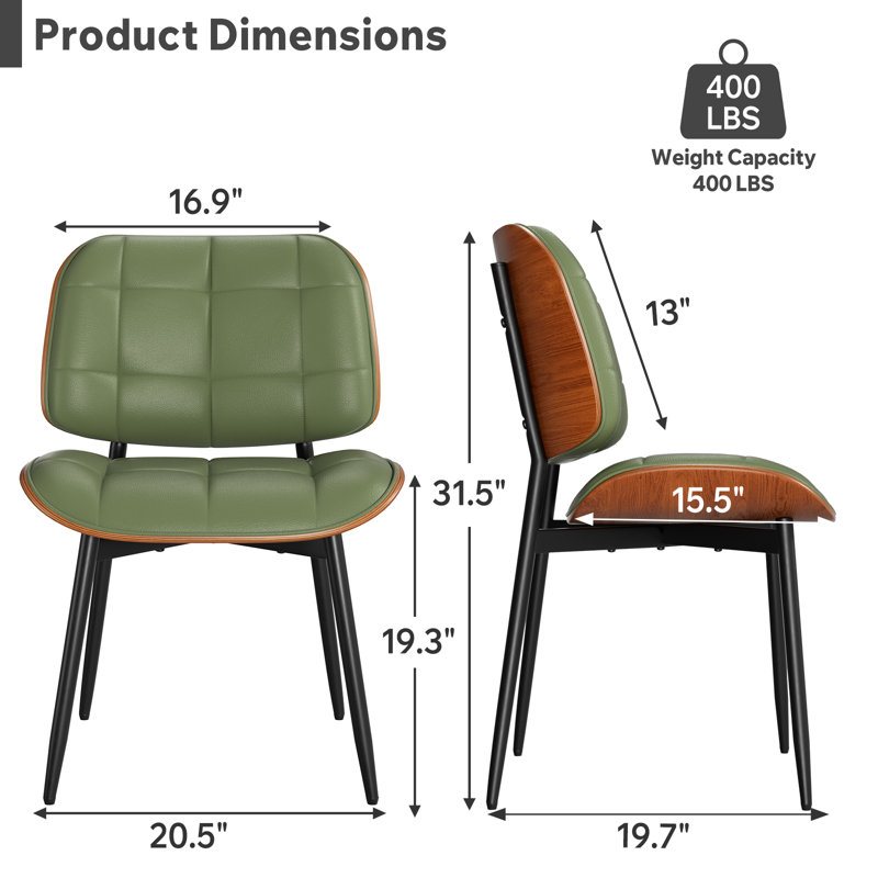 PU Leather Upholstered Dining Chairs With Stitched Detailing And Soft Padding - Perfect Side Chairs For Dining Rooms, Kitchens, And Living Rooms.