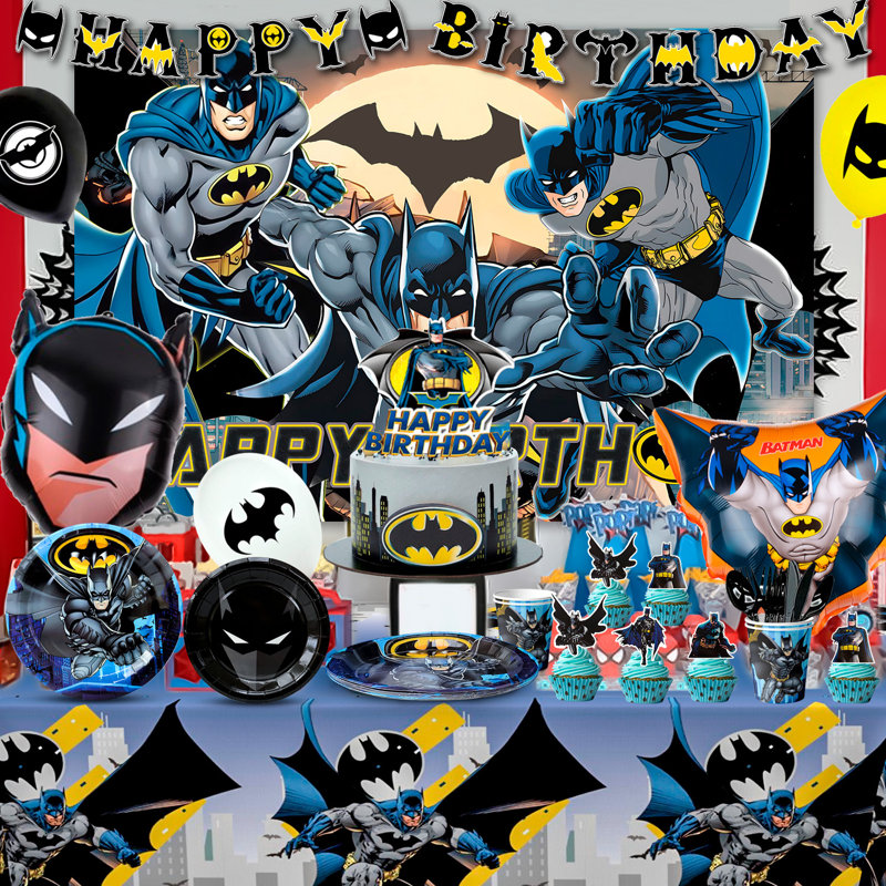Ensemble de 115 décorations pour fête de chauve-souris, décorations d'anniversaire de chauve-souris et ensemble de vaisselle pour fête de chauve-souris
