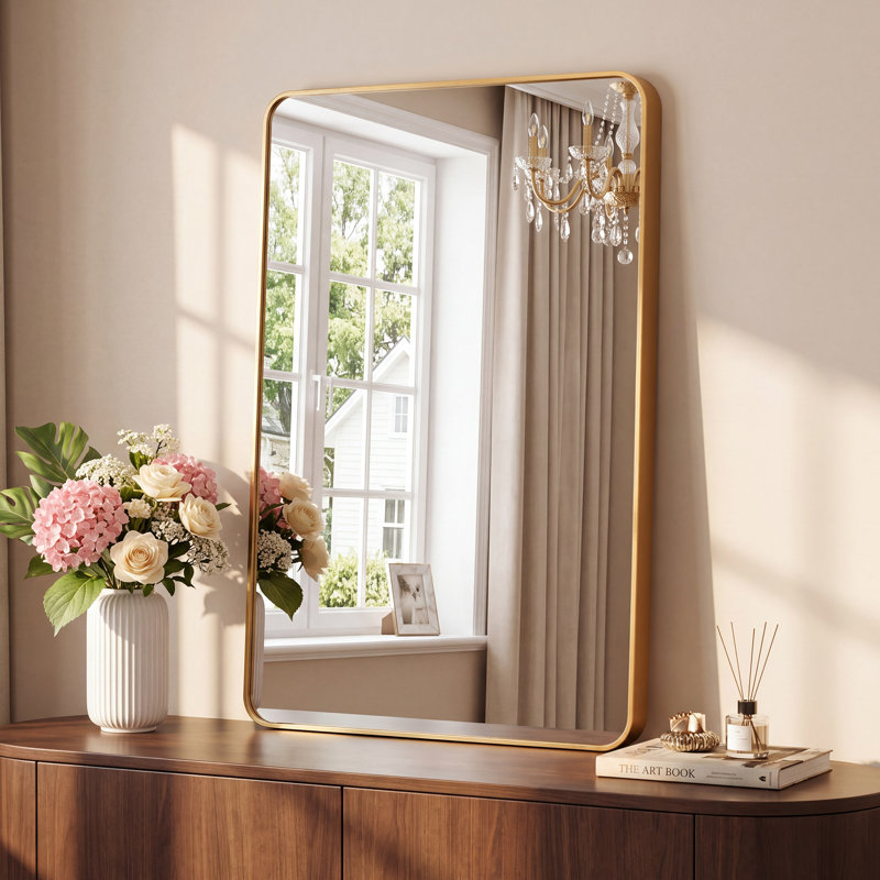 Miroir mural Viridiana, 48 po x 30 po, Or brossé
