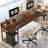 78.74" W Double Computer Desk With Monitor Stand, Two Person Desk With 4 Open Shelf-493810718
