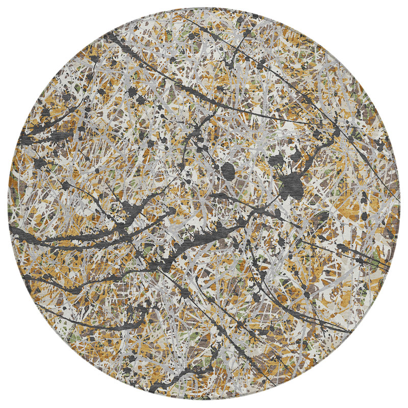 Machine Washable Indoor/Outdoor Jozwiak ACN2389 Abstract Rug, Round 8'