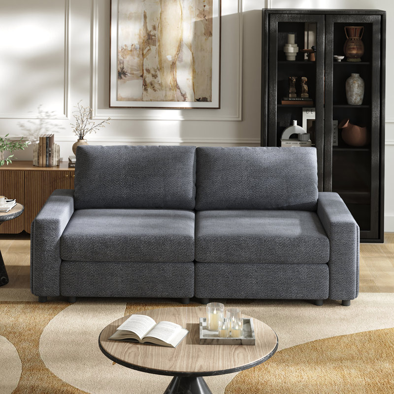 Canapé surdimensionné 89 po avec accoudoirs carrés Grandon, Gris