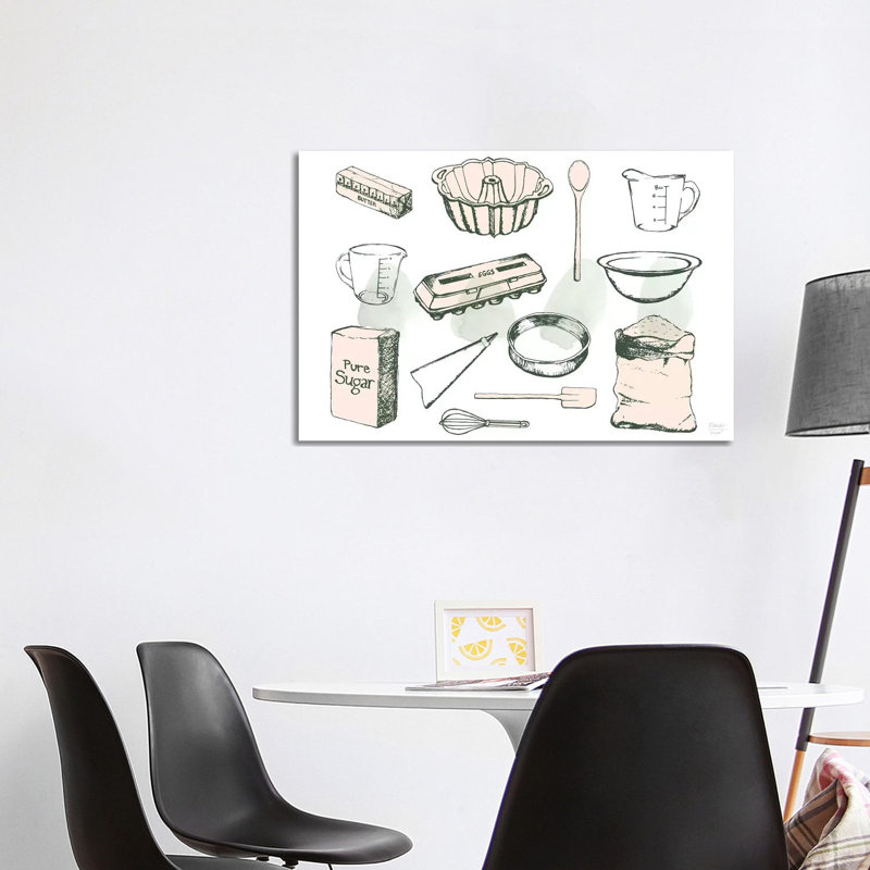 Baking Ingredients - Print on Canvas, Wrapped Canvas, 66.04cm H x 101.6cm W x 3.81cm D
