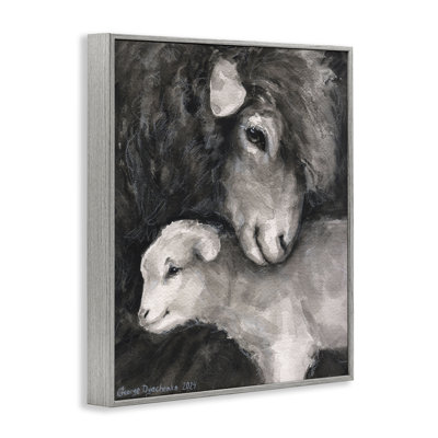 «Cuddling Sheep & Lamb», art de la giclée encadrée par George Dyachenko bk-096