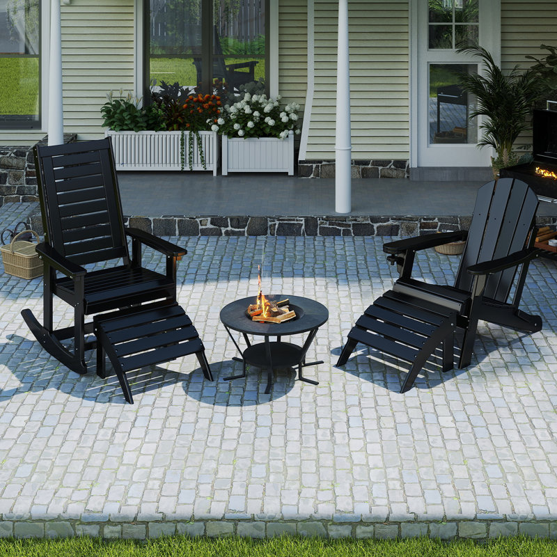 Ensemble de 4 repose-pieds Adirondack Hdpe Classic, Noir