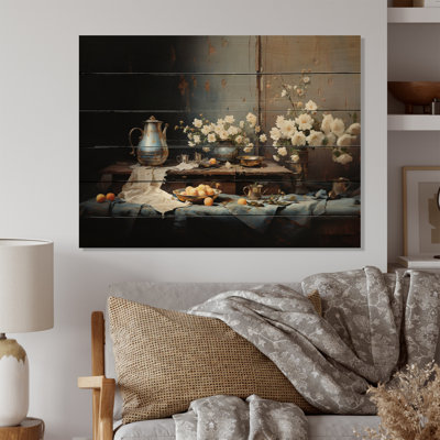 Nature morte sérénité florale III sur bois