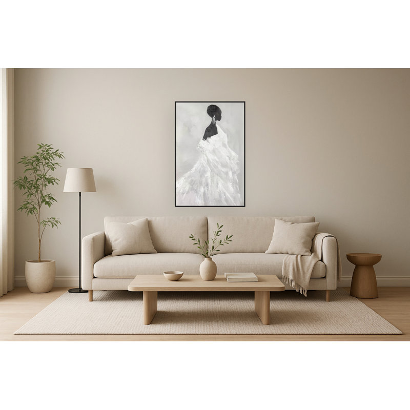 Art mural encadré Elegant Silhouette II avec pierres - 32 po x 48 po - cadre noir
