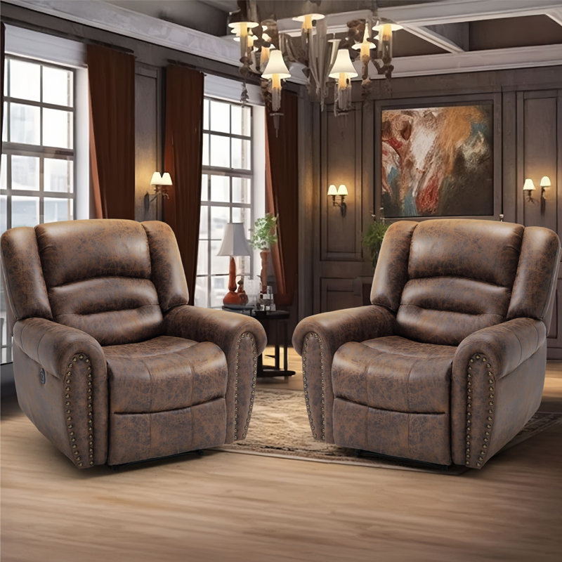 Fauteuil inclinable électrique 39,8 po l, Similicuir brun