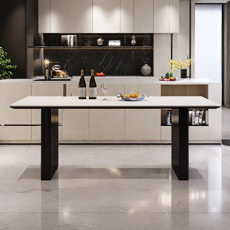 Modern minimalist rectangle small space rock table, 29.53"H x 70.87"L x 35.43"W