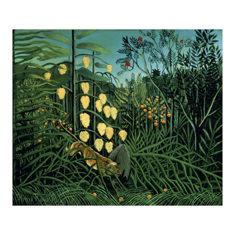 «Tropical Forest: Battling Tiger and Buffalo» par Henri Rousseau - Impression giclée, H 32 po x l 40 po