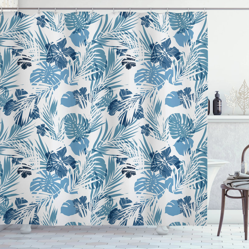 Shower Curtain with Hooks Included, 75"H x 69"W, Ocean Blue