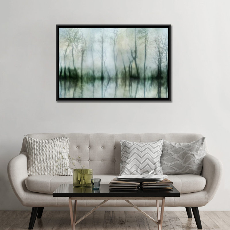 « ponded pond », impression sur toile, H 18 po x l 26 po x P 1,5 po, Toile avec cadre flottant noir, Pas de tapis