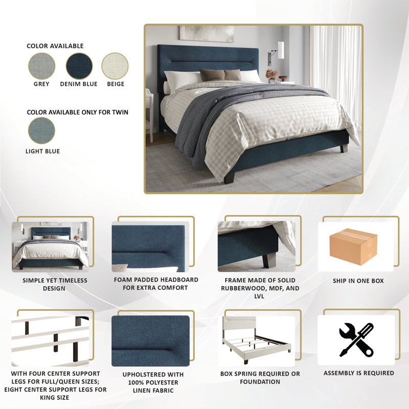 Emery 4-pieces Bedroom set, Queen, Gray/Dark Gray