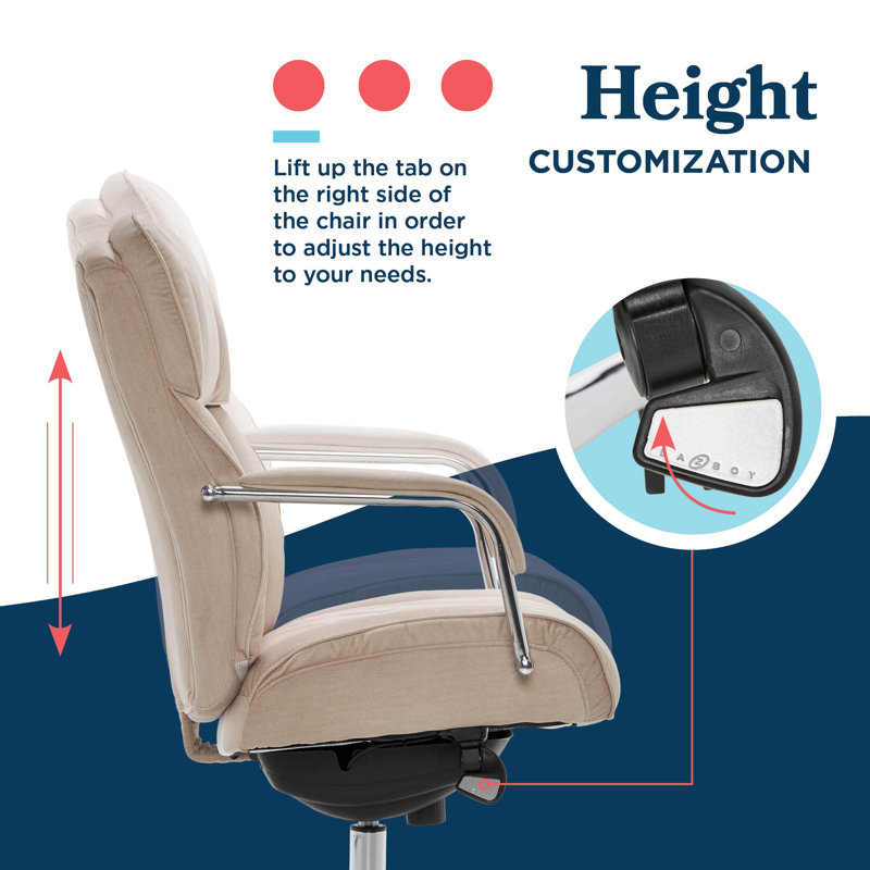La-Z-Boy Sutherland Quilted Leather Executive Office Chair with Padded Arms, High Back Ergonomic Desk Chair with Lumbar Support