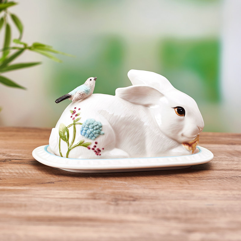 Fitz And Floyd Meadow Covered Butter Dish