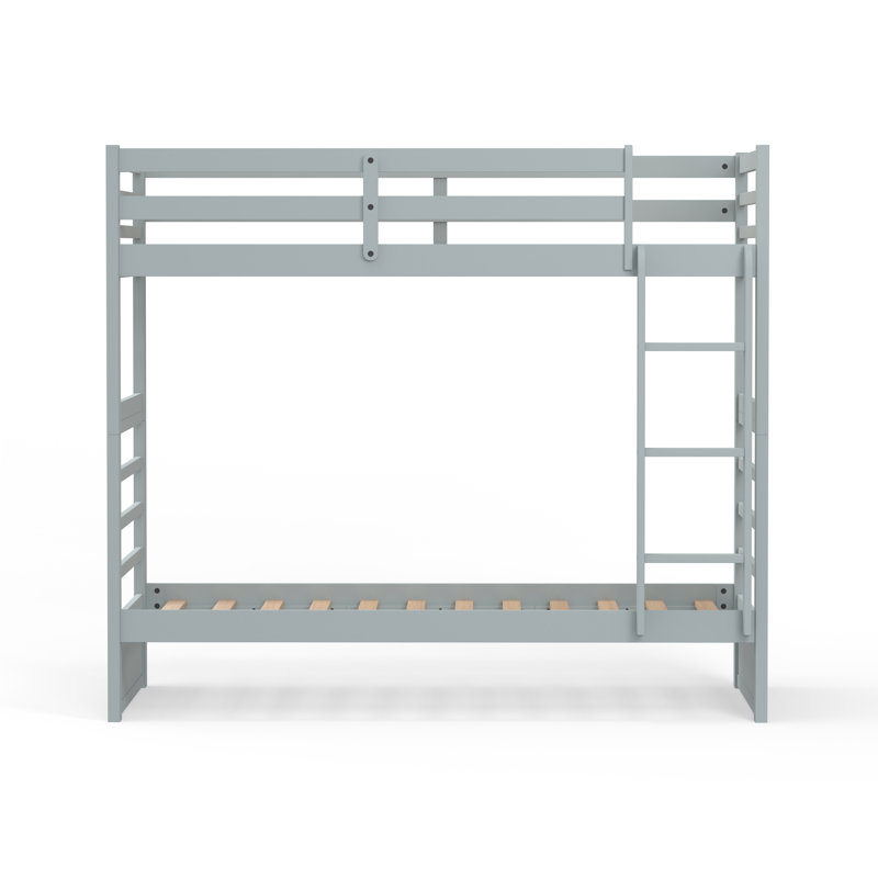 Geatano Solid Wood Twin Over Twin Bunk Bed, Light Gray