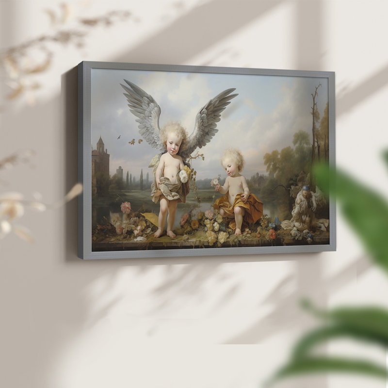 Angels From Above-11 - Reproduction encadrée - Restickable, Cadre gris, H 11 po x l 14 po
