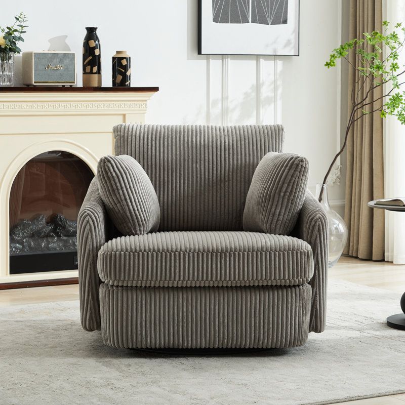Fauteuil pivotant gris en velours côtelé pour le confort - Hauteur du produit: 35,5 po, fauteuil d'appoint élégant, profondeur: 40,52 po