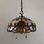 Luminaire suspendu de style baroque en verre coloré doré de 16 po x P 16 po H 75 po Estado Tiffany