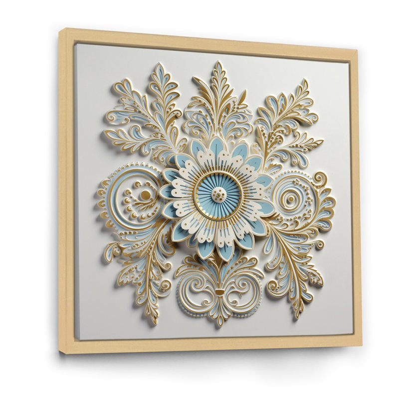 Arrangements floraux bohémiens blancs et bleus - Botanicals abstraits, art mural, H 36 po x l 36 po x P 1,5 po