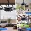 Ventilateur de plafond 20 "noir à brancher avec télécommande à DEL et contrôle APP, ventilateur imperméable à moteur à courant continu réversible à 6 vitesses pour patio
