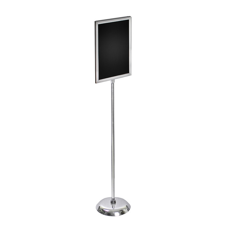 Chrome Metal Two-Sided Floor Stand Sign Holder, 11" x 17"