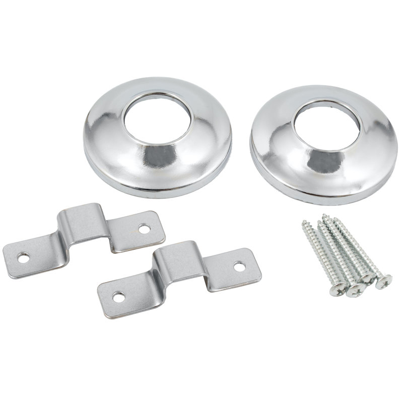 Polished Chrome Stainless Steel Shower Rod Flange Set