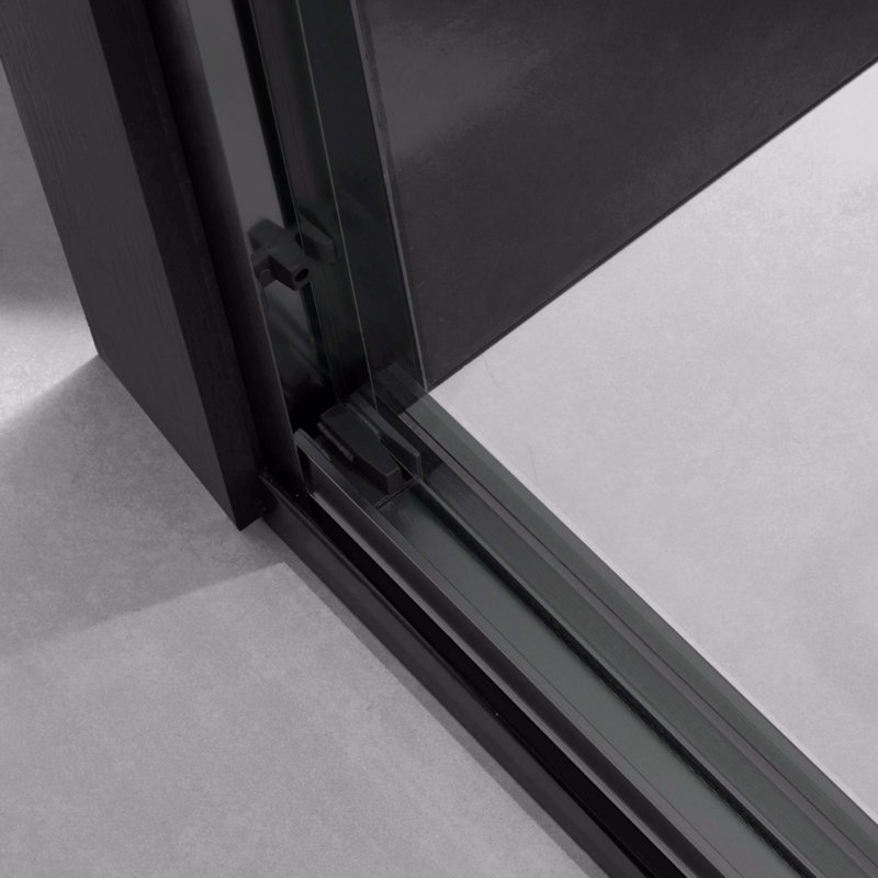 Porte de douche coulissante sans cadre avec verre trempé l 60 po x H 74 po, Noir mat