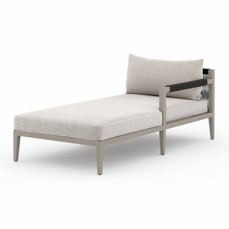 Sherwood Outdoor Chaise Lounge, Weathered Gray/Dark Gray, Fiqa Cream Boucle