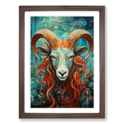 Capricorn Zodiac Hard Edge Painting - Single Picture Frame Print on Wood