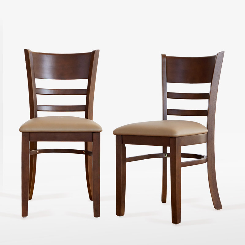 Ensemble de 2 chaises d'appoint rembourrées en bois massif Zida, Noyer